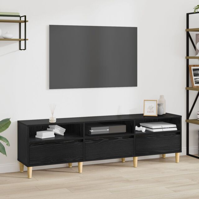 Berkfield Home TV Cabinet Black oak 150 x 30 x 45 cm Engineered wood - image 1
