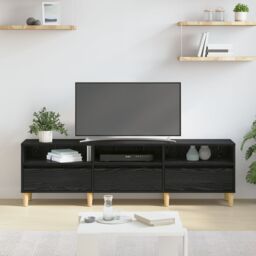Berkfield Home TV Cabinet Black oak 150 x 30 x 45 cm Engineered wood - thumbnail 4