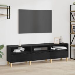 Berkfield Home TV Cabinet Black oak 150 x 30 x 45 cm Engineered wood - thumbnail 1