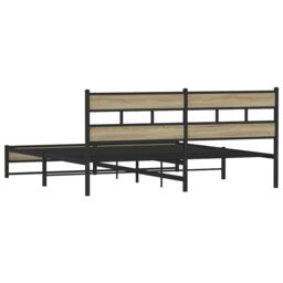 Berkfield Home Metal Bed Frame without Mattress Sonoma Oak 200x200 cm in Brown - thumbnail 6
