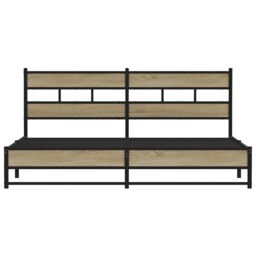 Berkfield Home Metal Bed Frame without Mattress Sonoma Oak 200x200 cm in Brown - thumbnail 4