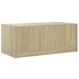 Berkfield Home Coffee Table with Glass Doors Sonoma Oak 102x50x42 cm in Light Oak - Size: 102 x 50 x 42 cm - thumbnail 8