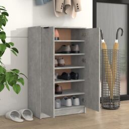 Berkfield Home Shoe Cabinet Concrete Grey 59x35x100 cm Engineered Wood - Size: 59 x 35 x 100 cm - thumbnail 3