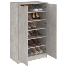 Berkfield Home Shoe Cabinet Concrete Grey 59x35x100 cm Engineered Wood - Size: 59 x 35 x 100 cm - thumbnail 4