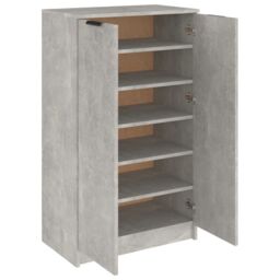 Berkfield Home Shoe Cabinet Concrete Grey 59x35x100 cm Engineered Wood - Size: 59 x 35 x 100 cm - thumbnail 6