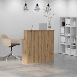 Berkfield Home Reception Desk Artisan Oak 100x50x103.5 cm Engineered Wood in Brown - thumbnail 3