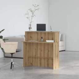 Berkfield Home Reception Desk Artisan Oak 100x50x103.5 cm Engineered Wood in Brown - thumbnail 4