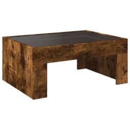 Berkfield Home Coffee Table with Infinity LED Smoked Oak 70x50x30 cm in Brown - Size: 70 x 50 x 30 cm - thumbnail 8