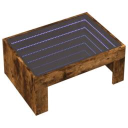 Berkfield Home Coffee Table with Infinity LED Smoked Oak 70x50x30 cm in Brown - Size: 70 x 50 x 30 cm - thumbnail 3