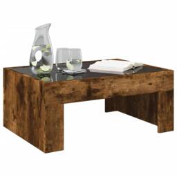 Berkfield Home Coffee Table with Infinity LED Smoked Oak 70x50x30 cm in Brown - Size: 70 x 50 x 30 cm - thumbnail 5