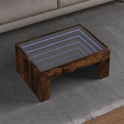 Berkfield Home Coffee Table with Infinity LED Smoked Oak 70x50x30 cm in Brown - Size: 70 x 50 x 30 cm - thumbnail 2