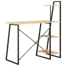 Berkfield Home Desk with Shelving Unit Black & Oak 102x50x117 cm - Size: 102 x 50 x 117 cm - thumbnail 4