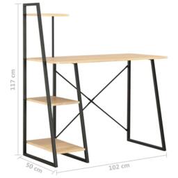 Berkfield Home Desk with Shelving Unit Black & Oak 102x50x117 cm - Size: 102 x 50 x 117 cm - thumbnail 7