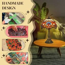 Wyld Haus Capitti Multicoloured Stained Glass Table Lamp Zinc Alloy Base - thumbnail 4