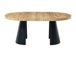 Vente-unique Extendable Dining Table 4 To 12 People In MDF & Black Metal - Light in Light Oak - thumbnail 8