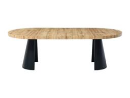 Vente-unique Extendable Dining Table 4 To 12 People In MDF & Black Metal - Light in Light Oak - thumbnail 9