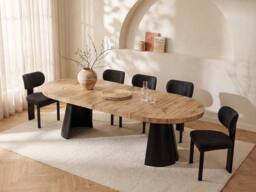 Vente-unique Extendable Dining Table 4 To 12 People In MDF & Black Metal - Light in Light Oak - thumbnail 3