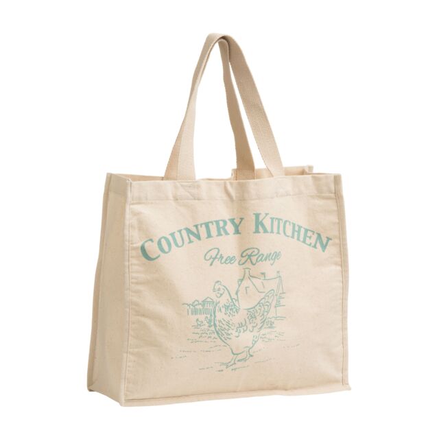Orsina Country Kitchen Shopping Bag, Reusable Fabric Tote With Charming Kitchen Utensil Print & Sturdy Handles in Natural - image 1