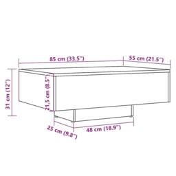 Berkfield Home Coffee Table Old Wood 85x55x31 cm Engineered Wood in Brown - Size: 85 x 55 x 31 cm - thumbnail 9
