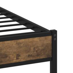 Berkfield Home Metal Bed Frame without Mattress Smoked Oak 90x190 cm Single in Brown - thumbnail 7
