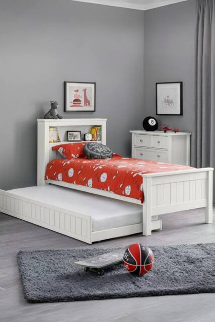 Julian Bowen Maine Bookcase Bed with Underbed Trundle in White - Size: Single - image 1
