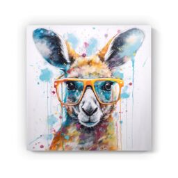 "Warren Reed - Designer Splashart Kangaroo In Glasses Canvas - Size: W30"" x H30""" - thumbnail 2