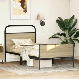 Berkfield Home Bed Frame without Mattress 80x200 cm Sonoma Oak Engineered Wood in Brown - thumbnail 4