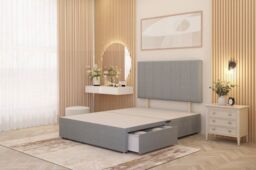 Somnior Austin Linen Fabric Midnight Pocket Sprung Divan Storage Bed with 4 Drawers & Headboard in Light Grey - Size: Small Double - thumbnail 5