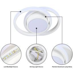 Pheashine Modern LED Ceiling Light 32W, White, 6500K, 27cm, Living Room, Bedroom in White - thumbnail 4