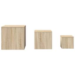 Berkfield Home Side Tables 3 pcs Sonoma Oak Engineered Wood in Light Tan - thumbnail 4