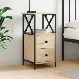 Berkfield Home Bedside Cabinet Sonoma Oak 34x35.5x70 cm Engineered Wood in Brown - thumbnail 2