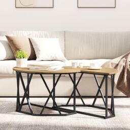 Berkfield Home Coffee Table Artisan Oak 31.5x31.5x16.5 inches Made from Engineered Wood in Brown - thumbnail 4