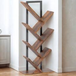 FURNOS Industrial Freestanding Tree Storage Shelves Bookcase in Brown - thumbnail 3