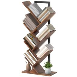 FURNOS Industrial Freestanding Tree Storage Shelves Bookcase in Brown - thumbnail 7
