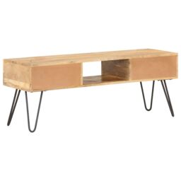 Berkfield Home TV Cabinet 120x35x45 cm Solid Mango Wood in Brown - Size: 120 x 35 x 45 cm - thumbnail 3