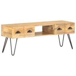 Berkfield Home TV Cabinet 120x35x45 cm Solid Mango Wood in Brown - Size: 120 x 35 x 45 cm - thumbnail 6