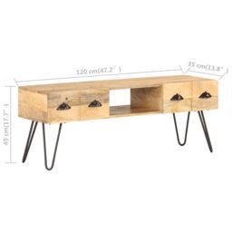 Berkfield Home TV Cabinet 120x35x45 cm Solid Mango Wood in Brown - Size: 120 x 35 x 45 cm - thumbnail 5
