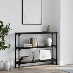 Berkfield Home Console Table Black 100x22.5x75 cm Engineered Wood - thumbnail 2