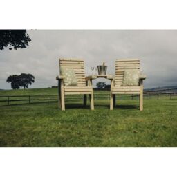 Churnet Valley Garden Furniture Ltd Ergonomic Companion Set, Wooden Love Seat - Angled - Fully Assembled in Brown - thumbnail 6