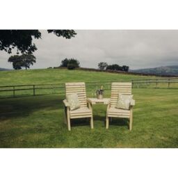 Churnet Valley Garden Furniture Ltd Ergonomic Companion Set, Wooden Love Seat - Angled - Fully Assembled in Brown - thumbnail 5
