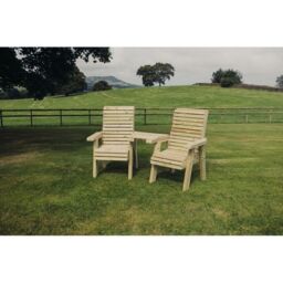 Churnet Valley Garden Furniture Ltd Ergonomic Companion Set, Wooden Love Seat - Angled - Fully Assembled in Brown - thumbnail 4