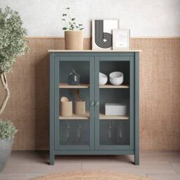 CALICOSY Misti 2-Door Display Cabinet W90 X H110 Cm in Green - thumbnail 2