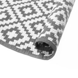 OHS Outdoor Rug Garden Geometric Round Waterproof Area Mat in Grey - Size: 170 cm diameter - thumbnail 2