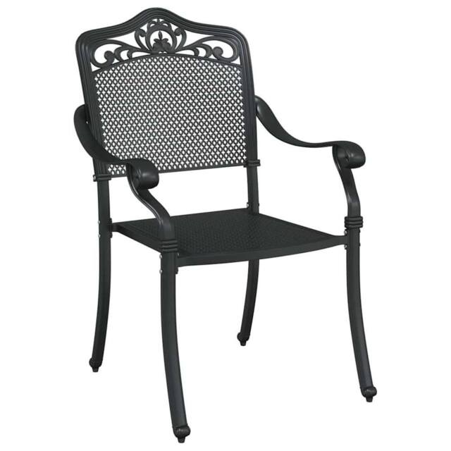 Berkfield Home Modern Garden Chairs 2 Pack Black Cast Aluminum - image 1