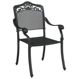 Berkfield Home Modern Garden Chairs 2 Pack Black Cast Aluminum - thumbnail 1