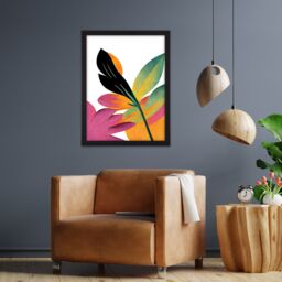 "Artery8 Wall Art Print Modern Abstract Tropical Vibrant Leaves Botanical Painting Large Framed Wall Décor Art in Light Oak - Size: W18"" x H24""" - thumbnail 2