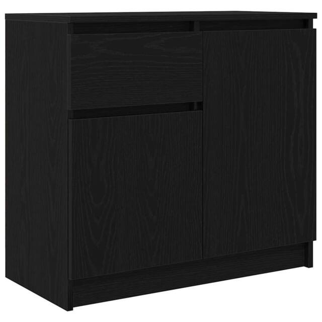 Berkfield Home Sideboard with Drawer Black Oak 71x35x65 cm Engineered Wood - Size: 71 x 35 x 65 cm - image 1