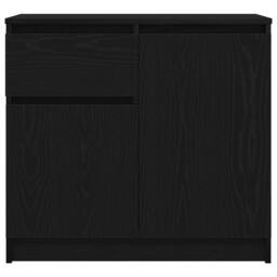 Berkfield Home Sideboard with Drawer Black Oak 71x35x65 cm Engineered Wood - Size: 71 x 35 x 65 cm - thumbnail 6