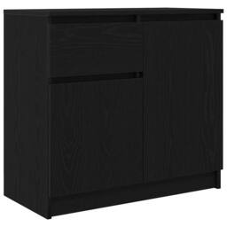 Berkfield Home Sideboard with Drawer Black Oak 71x35x65 cm Engineered Wood - Size: 71 x 35 x 65 cm