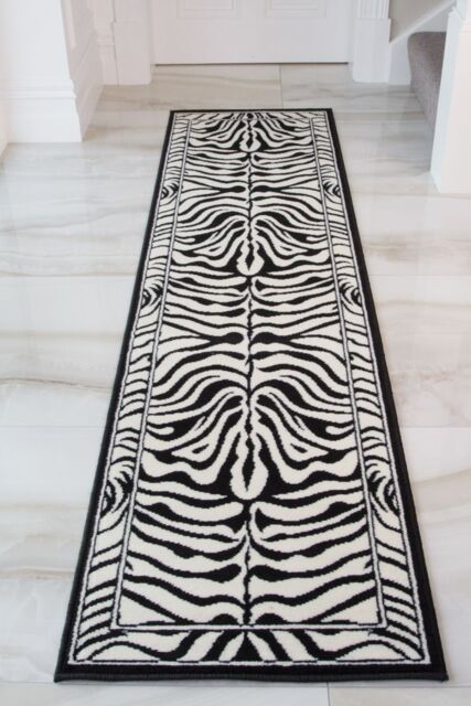 Kukoon Runner Rug Black White Zebra Print Long Hallway Rugs - Size: 60 cm x 240 cm - image 1